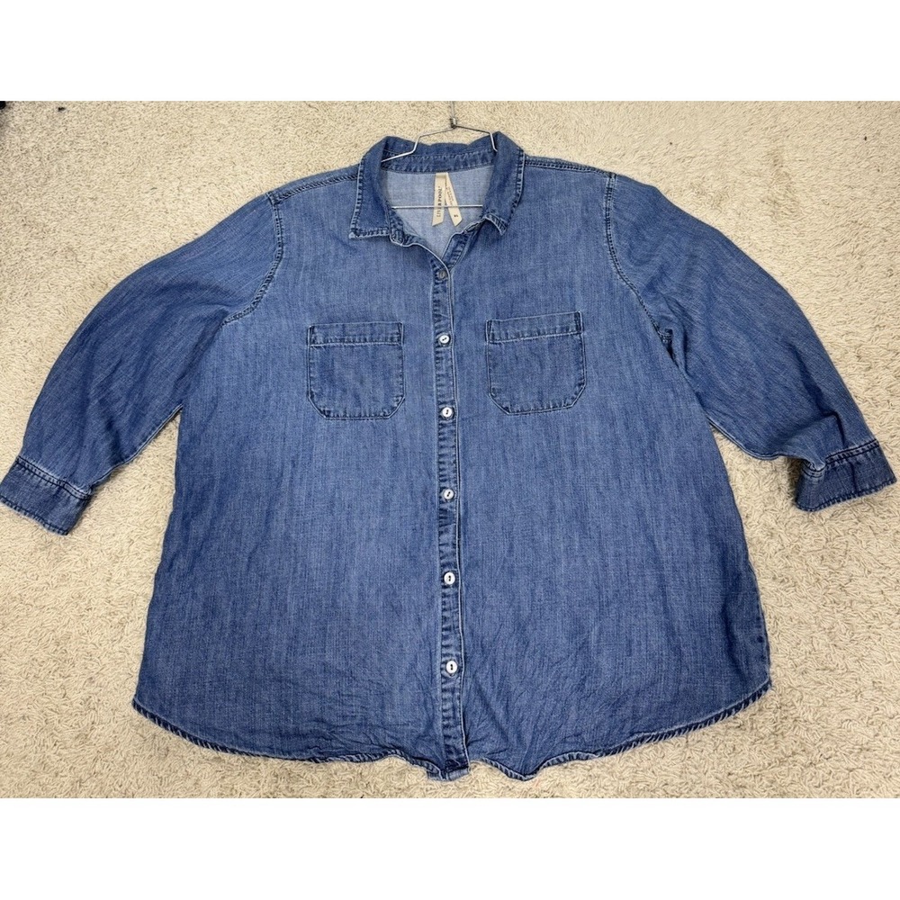Liverpool Chambray Long Sleeve Button Up Shirt Women's XL Envelope Back Classic - Picture 5 of 9